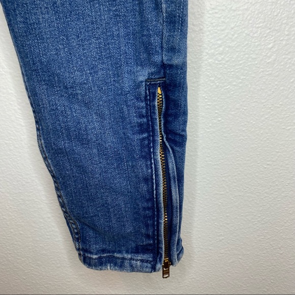 Zara Trafaluc Medium Wash Zipper Ankle Skinny Distressed Jeans - Picture 3 of 8